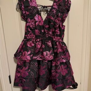 Buddy Love Black and Pink Floral Kids Dress